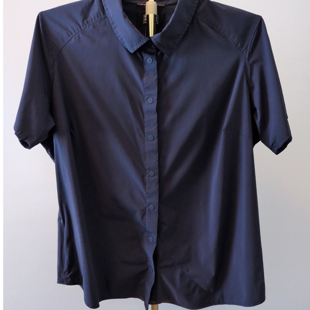 Alaskan Hardgear Snap Down Women XL Navy Blue Short Sleeve Stretch AKHG S.U.L.